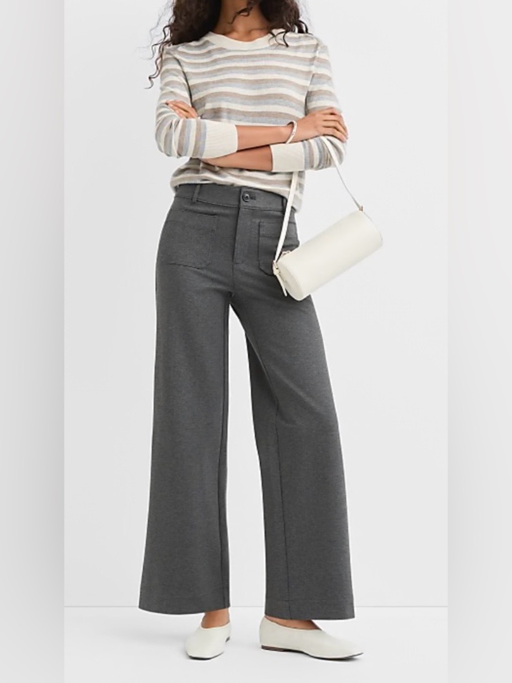 LOFT Palmer Wide Leg Ponte Pants in Charcoal size 12